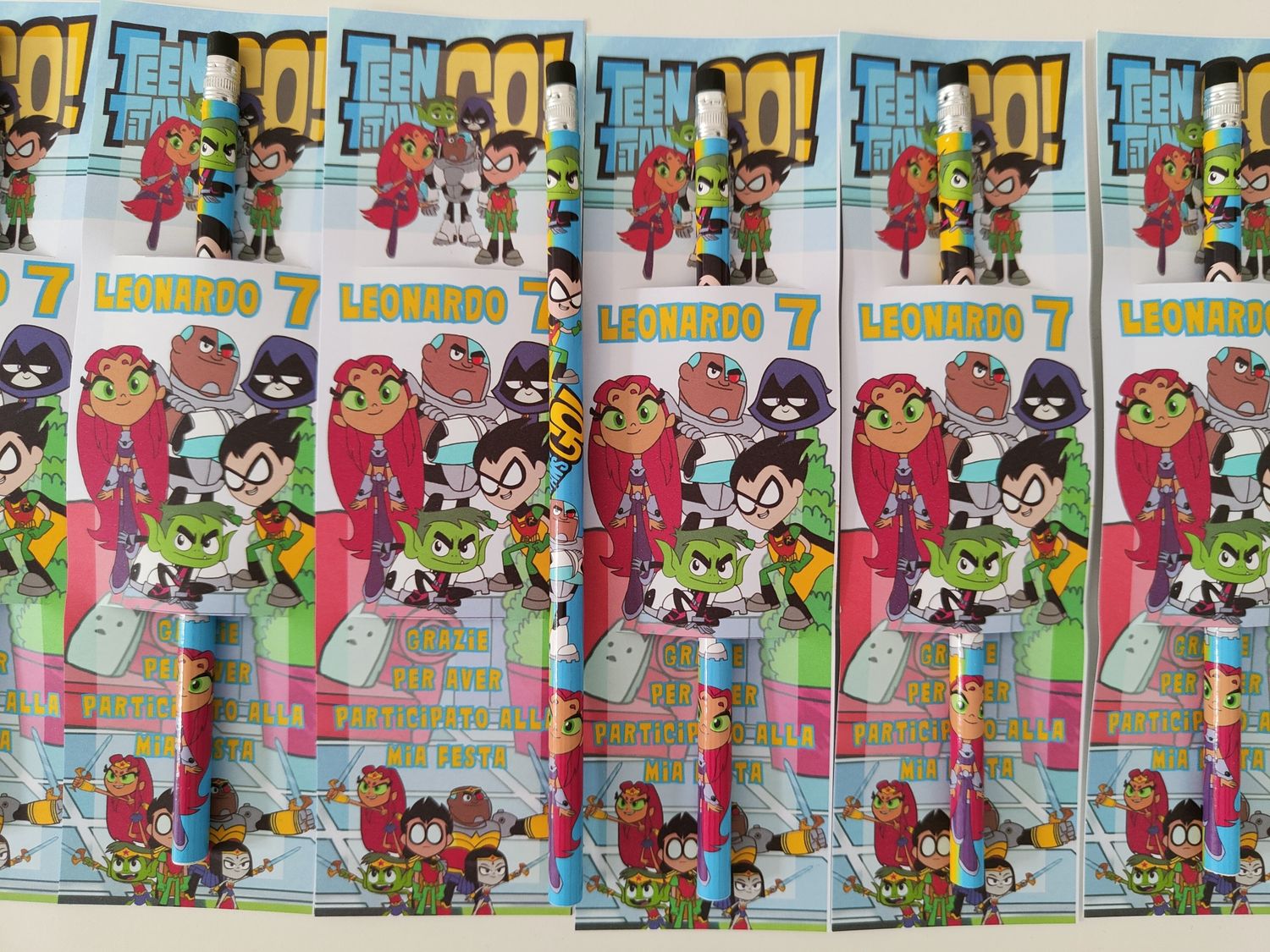 10 Matite segnaposto Teen Titans Go personalizza regali fine festa