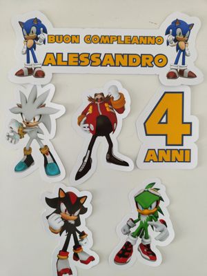 6 Sagome Sonic grandi topper cake personalizza torta