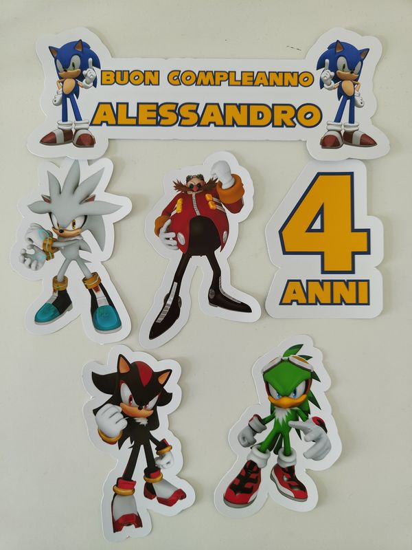 6 Sagome Sonic grandi topper cake personalizza torta
