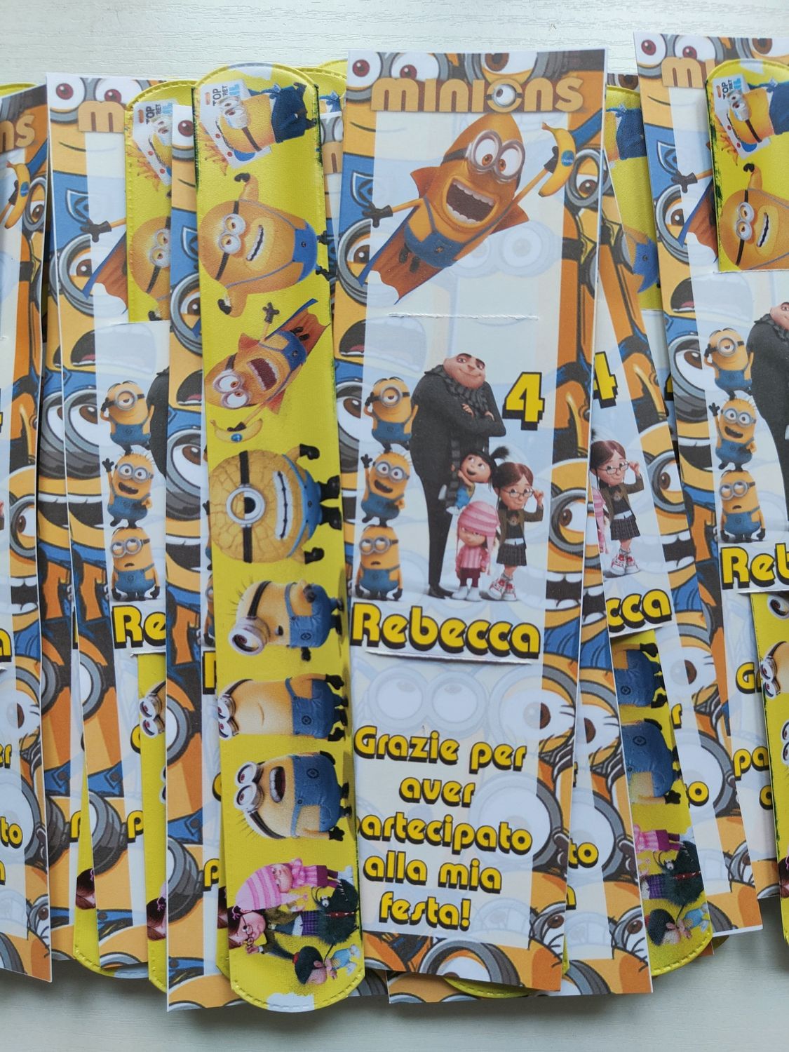 10 braccialetti slap Minions personalizza regalini fine festa