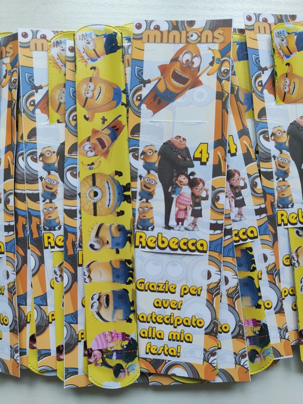 10 braccialetti slap Minions personalizza regalini fine festa