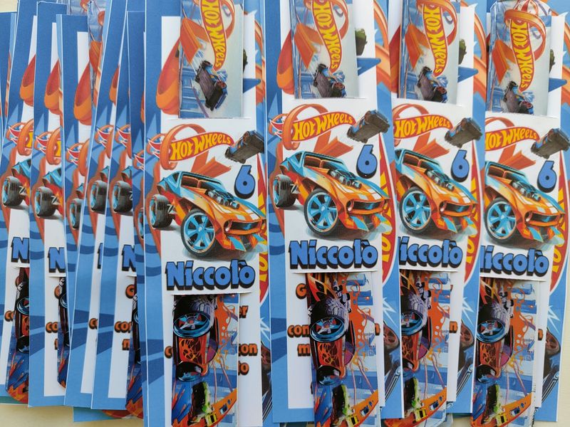 10 braccialetti slap Hotwheels personalizza regalini fine festa