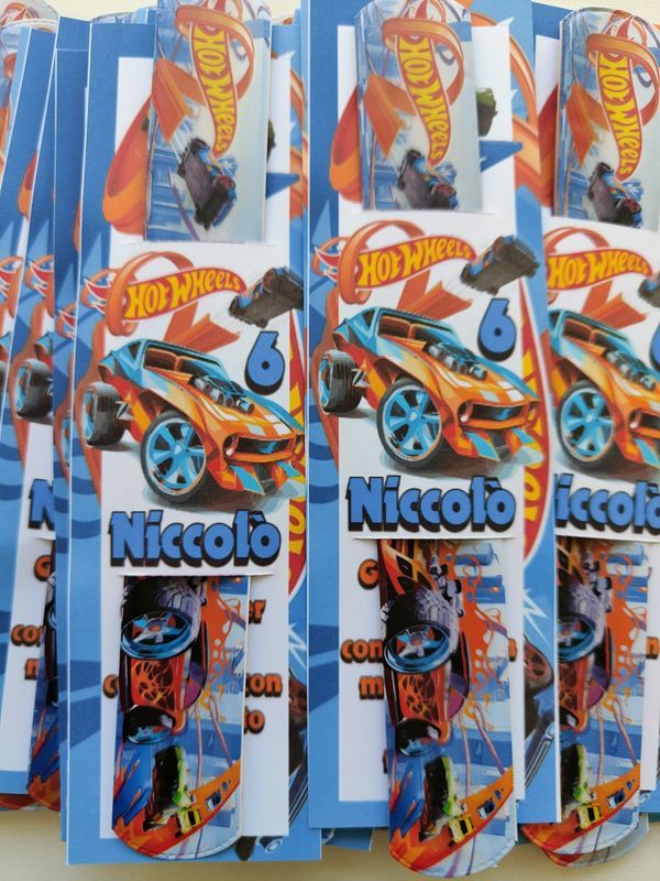 10 braccialetti slap Hotwheels personalizza regalini fine festa