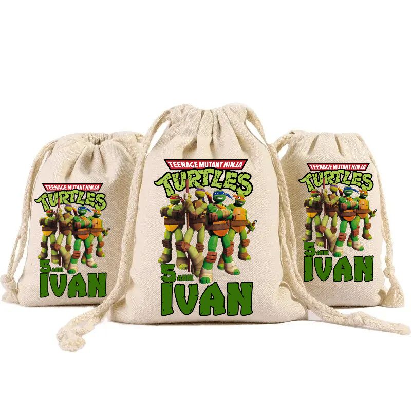 10 Sacchetti Tartarughe Ninja Turtle personalizza porta confetti bomboniera