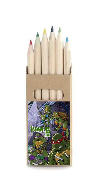 10 set matite colori Tartarughe Ninja Turtle personalizza regali fine festa
