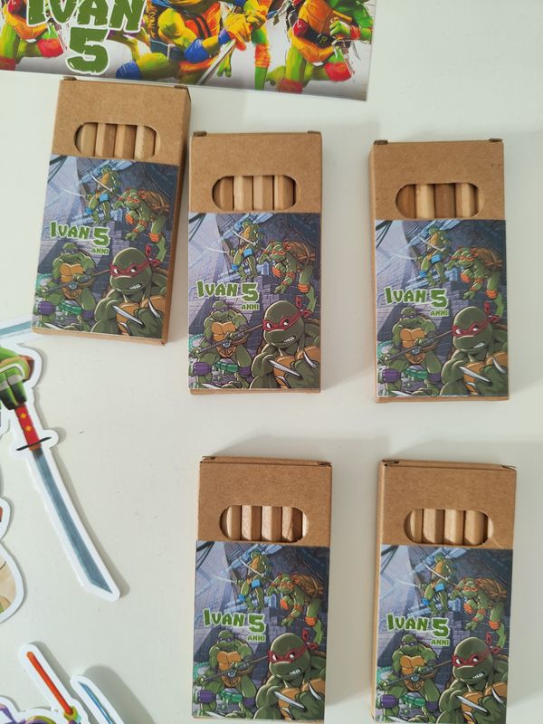 10 set matite colori Tartarughe Ninja Turtle personalizza regali fine festa