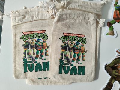 10 Sacchetti Tartarughe Ninja Turtle personalizza porta confetti bomboniera