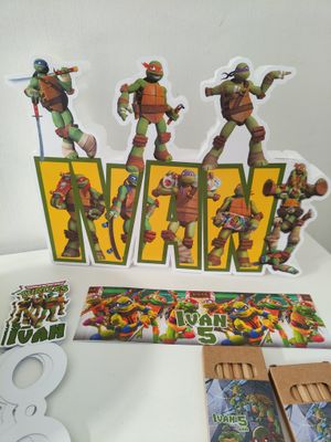Sagoma scritta nome polistirolo a tema Tartarughe Ninja Turtle personalizzata