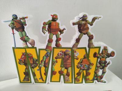 Sagoma scritta nome polistirolo a tema Tartarughe Ninja Turtle personalizzata