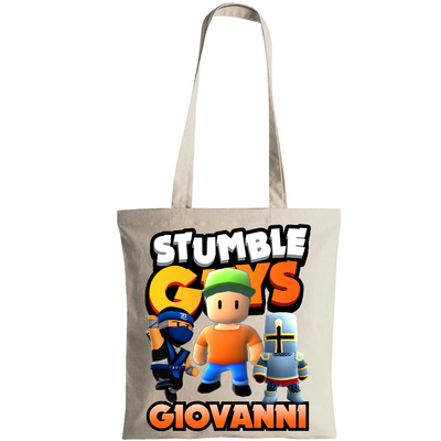 Borsa libri libreria Stumble Guys personalizzata con nome regalo festa