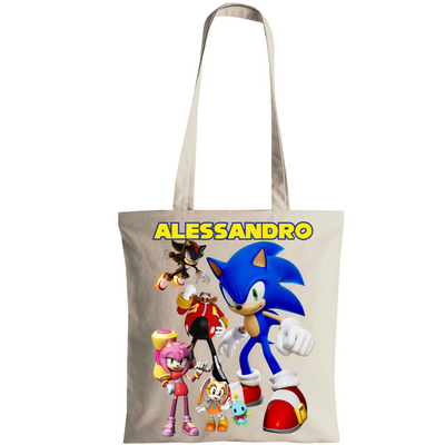 Borsa libri libreria Sonic personalizzata con nome regalo festa