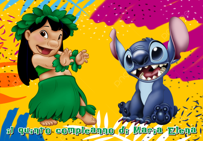4 Magneti Lilo e Stitch Calamite frigo grande rettangolare personalizzabile