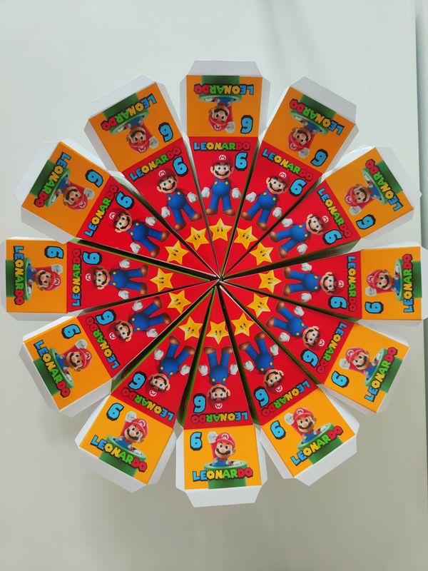 12 scatoline Super Mario fetta torta scenografica personalizza con nome