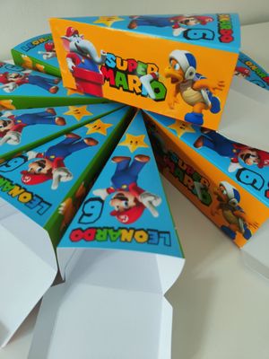 12 scatoline Super Mario fetta torta scenografica personalizza con nome