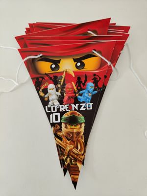 Festone Ninjago personalizza bandierine triangolari compleanno