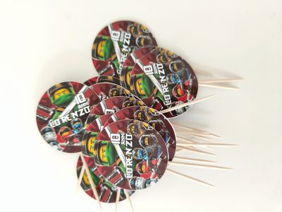 20 topper cake Ninjago decorazioni bandierine stuzzicadenti per buffet