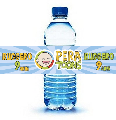 10 Etichette adesive Pera Toons bottiglie Acqua personalizza festa