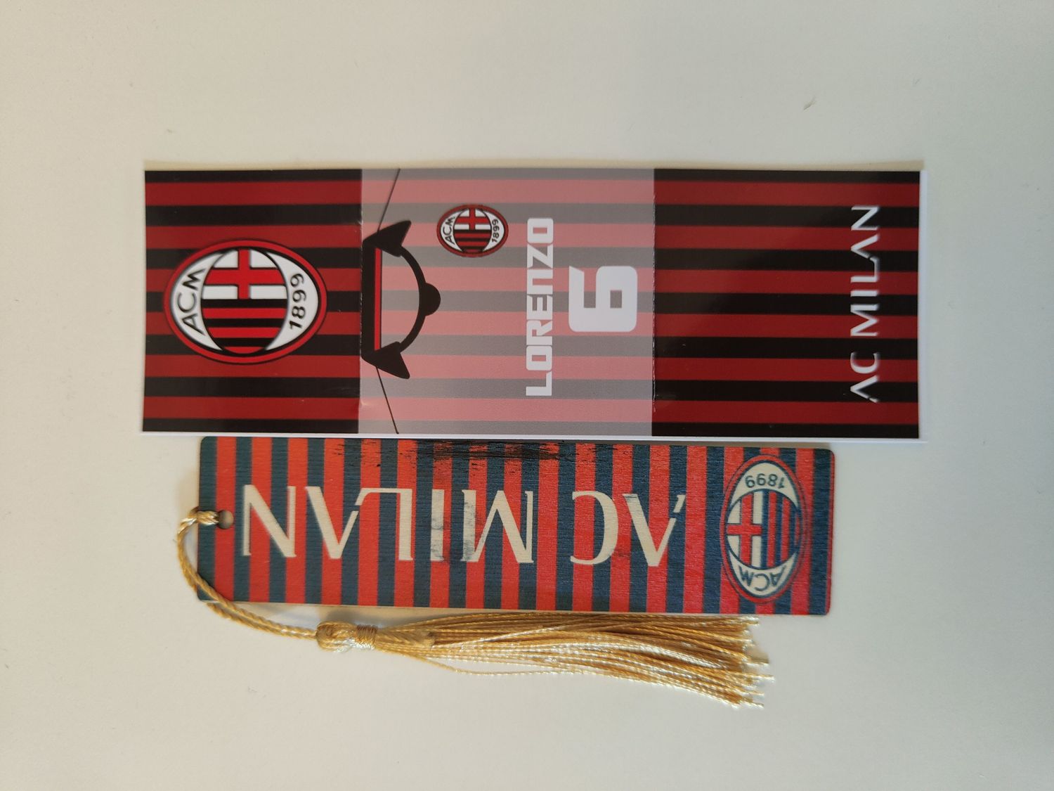 10 Segnalibro legno Milan personalizza segnaposto regalo festa