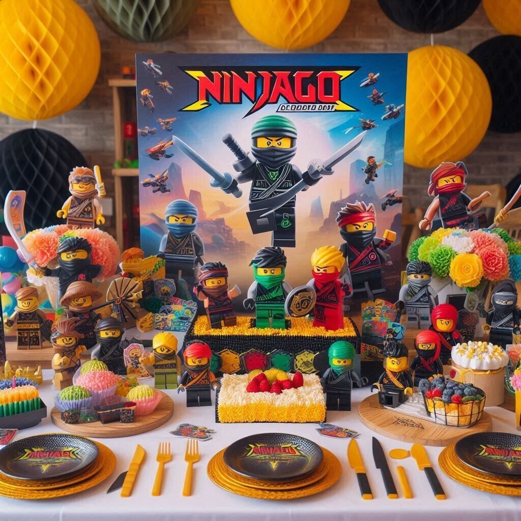 kit compleanno Ninjago personalizza addobbi scatoline regalini fine festa