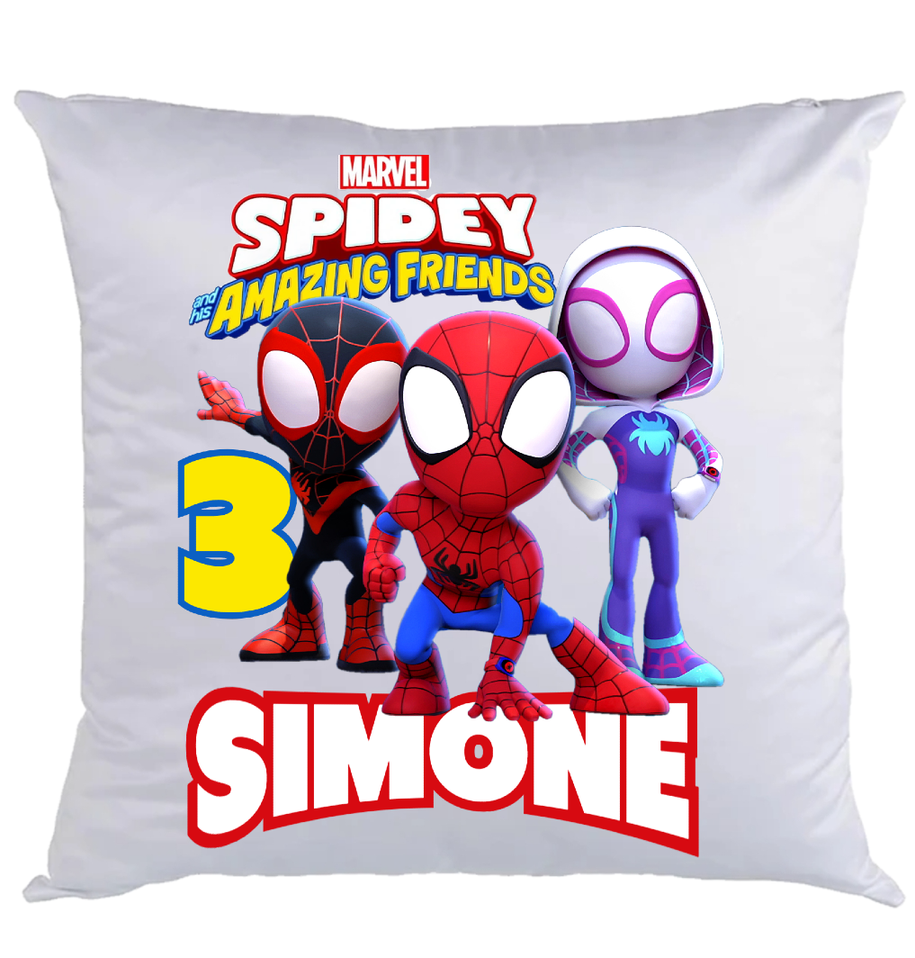 Federa Spidey e i suoi amici personalizza Cuscino con nome stampa foto in DTF