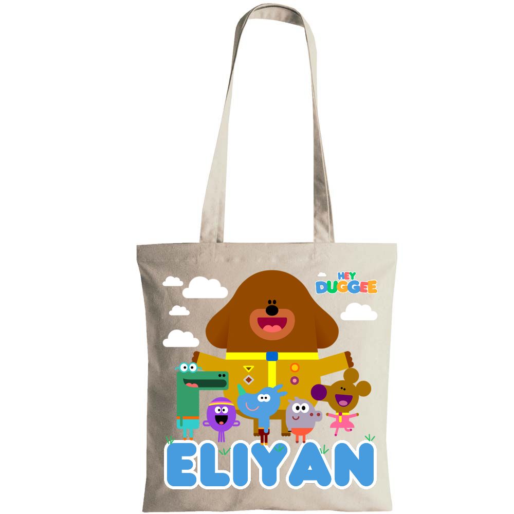 Borsa shopping cotone per libri libreria Hey Duggee personalizza regalo festa