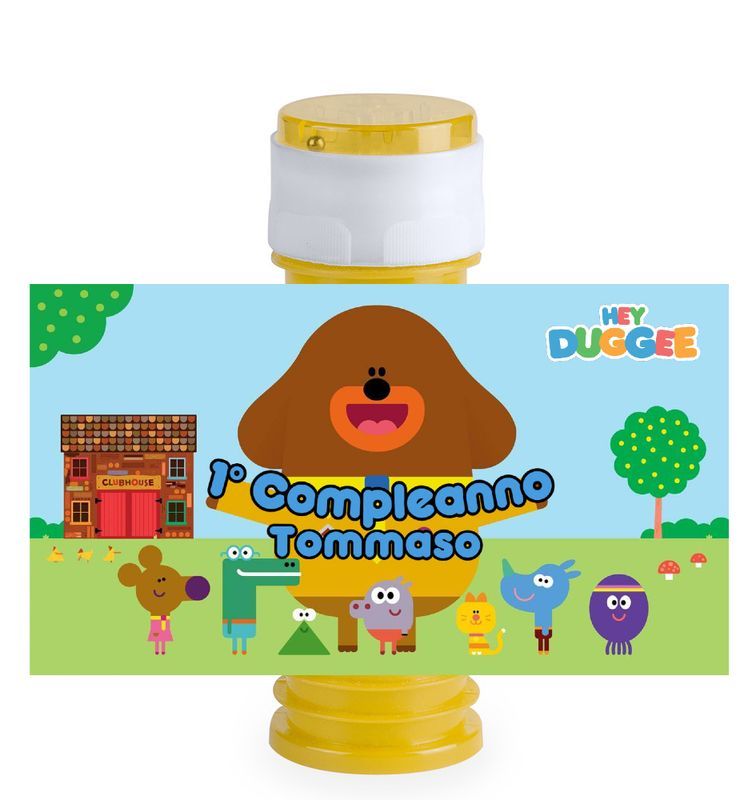 16 etichette adesive bolle di sapone Hey Duggee personalizza festa a tema