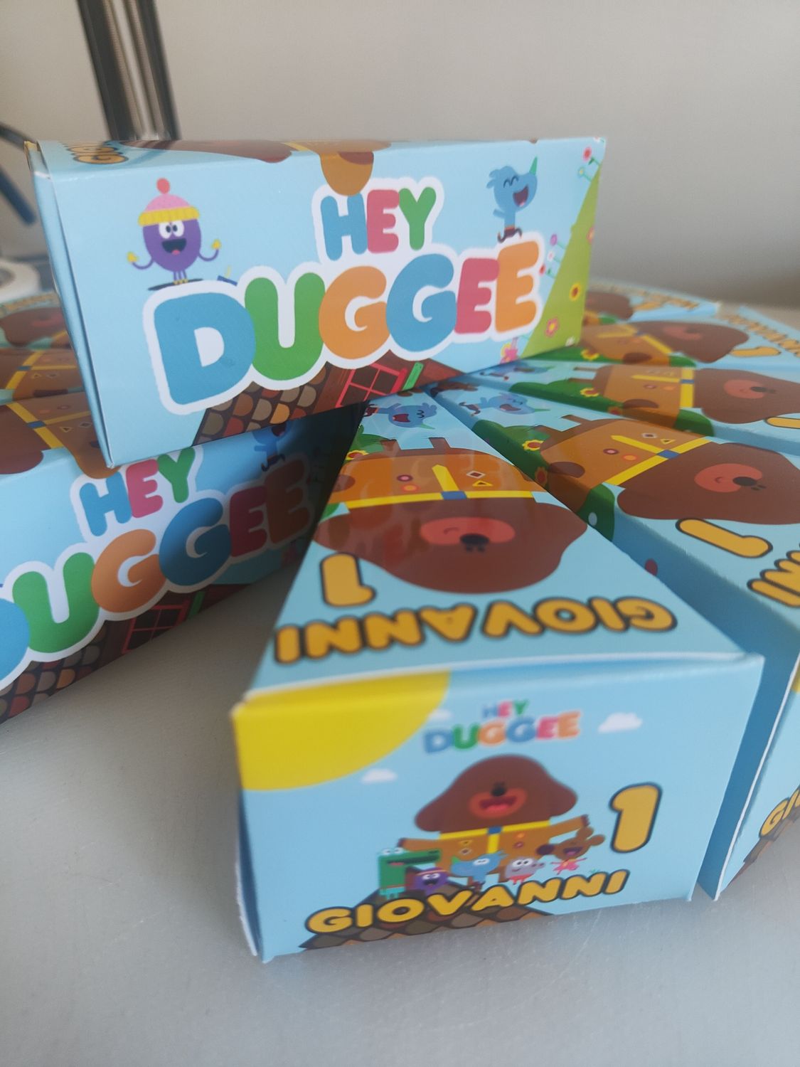 12 scatoline Hey Duggee fetta torta scenografica personalizza con nome