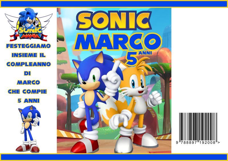 10 bustine sacchetti Sonic personalizza regalini fine festa