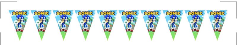 Festone Sonic personalizza bandierine triangolari compleanno