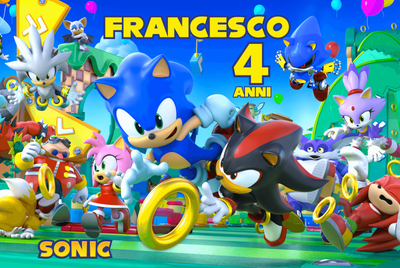16 etichette adesive bolle di sapone Sonic personalizza festa a tema