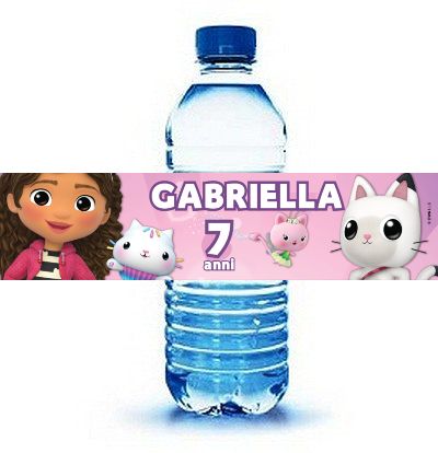 10 Etichette adesive Gabby dollhouse bottiglie Acqua personalizza festa