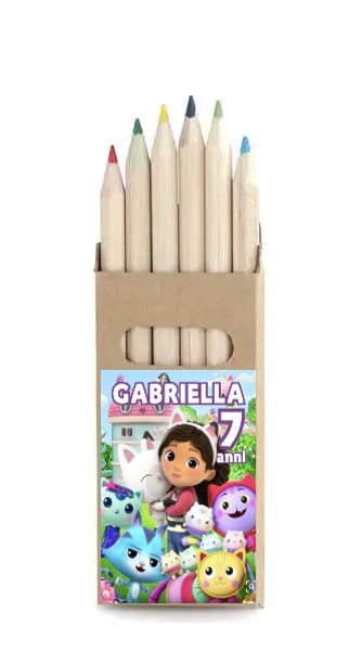 10 set matite colori Gabby dollhouse personalizza regali fine festa