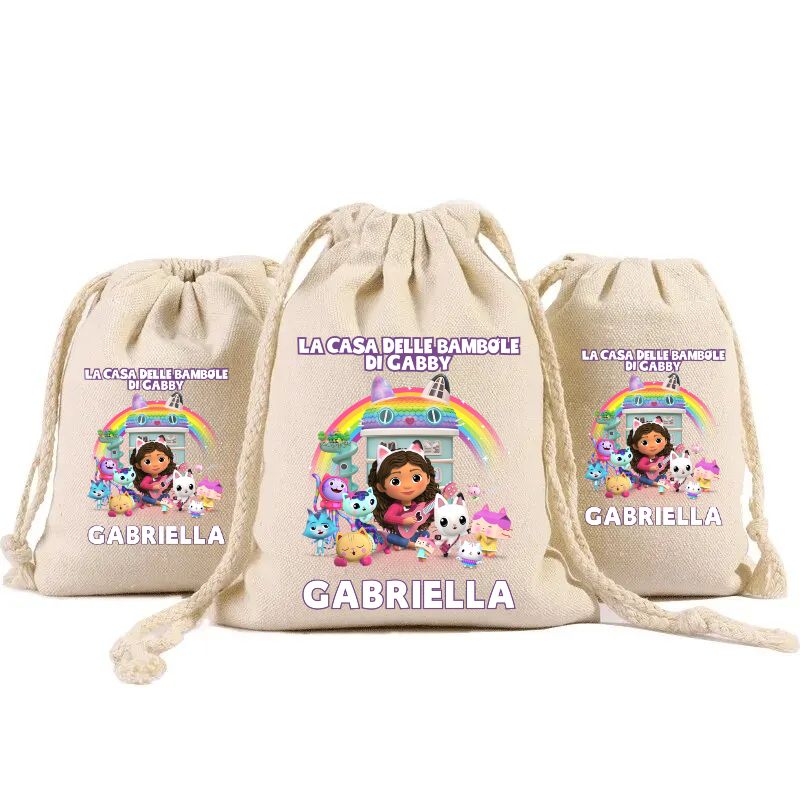 10 Sacchetti Gabby dollhouse personalizza porta confetti bomboniera
