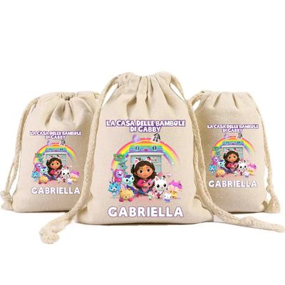10 Sacchetti Gabby dollhouse personalizza porta confetti bomboniera