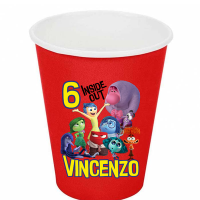 10 etichette adesivi sagomati Inside Out Bicchieri personalizzabili