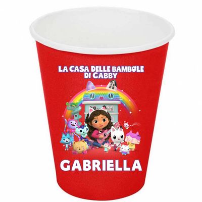 10 etichette adesivi sagomati Gabby dollhouse Bicchieri personalizzabili