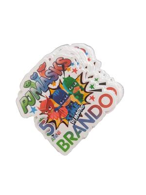 10 etichette adesivi sagomati Pj Masks Bicchieri personalizzabili