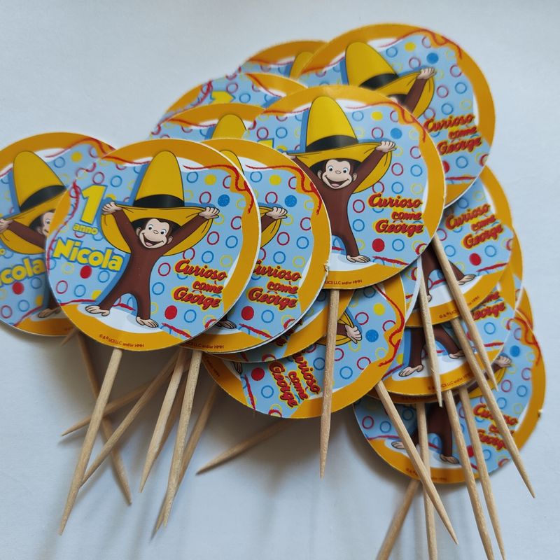 bandierine Curioso come George decorazioni torte topper Plum cake statuine Tortini
