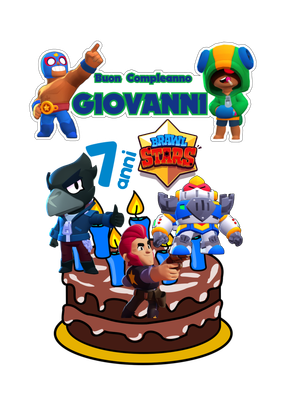 6 Topper Cake grandi personalizzati statuine per Torta compleanno Brawl stars
