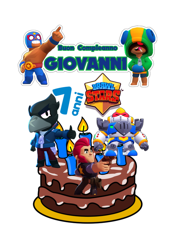 6 Topper Cake grandi personalizzati statuine per Torta compleanno Brawl stars