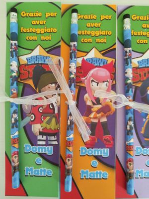 10 Matite segnaposto Brawl Stars personalizza regali fine festa
