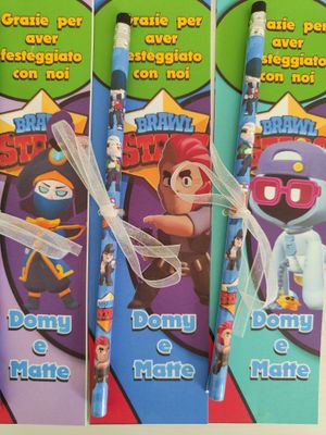 10 Matite segnaposto Brawl Stars personalizza regali fine festa