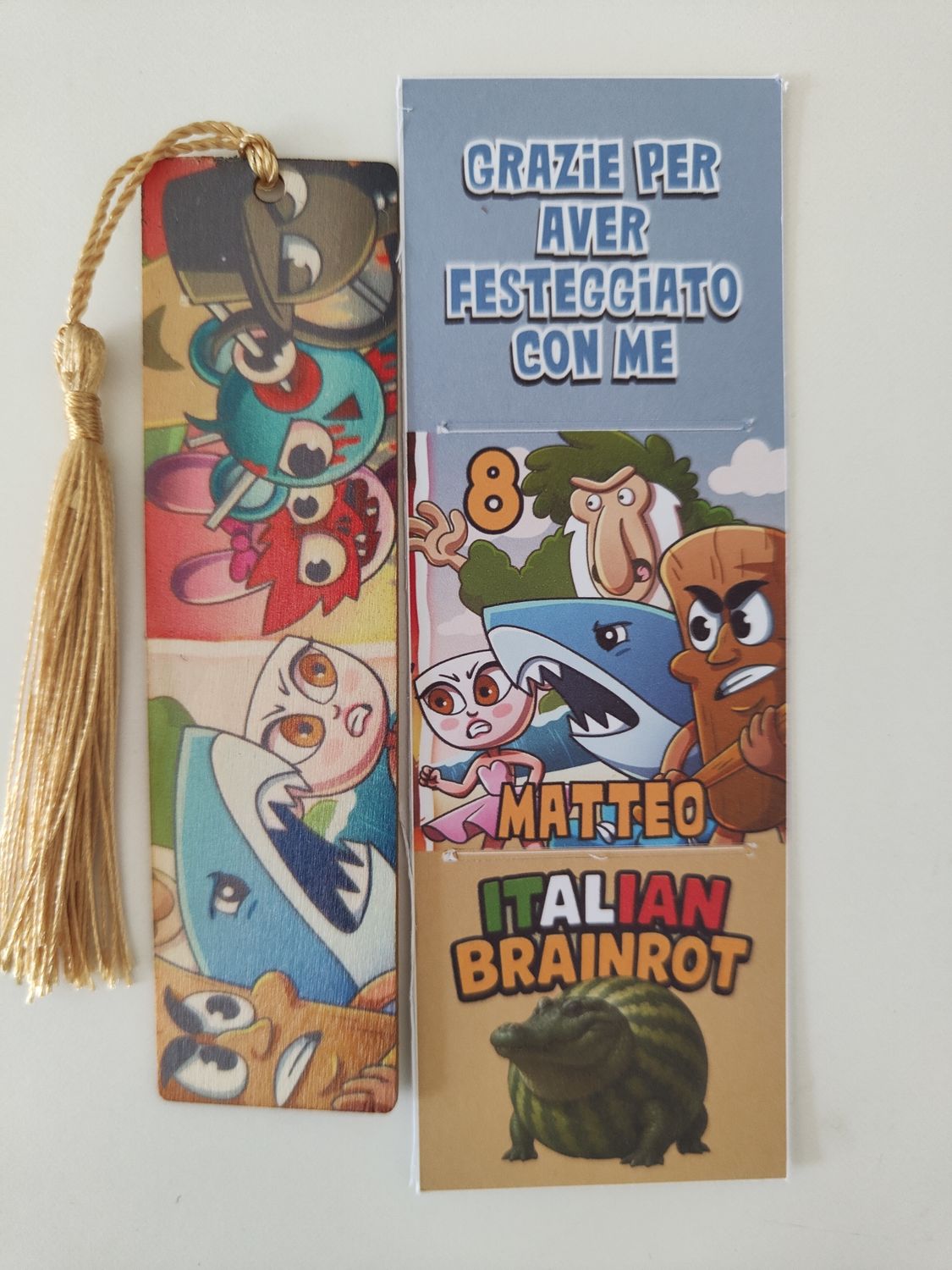 10 Segnalibro legno Brainrot personalizza segnaposto regalo festa