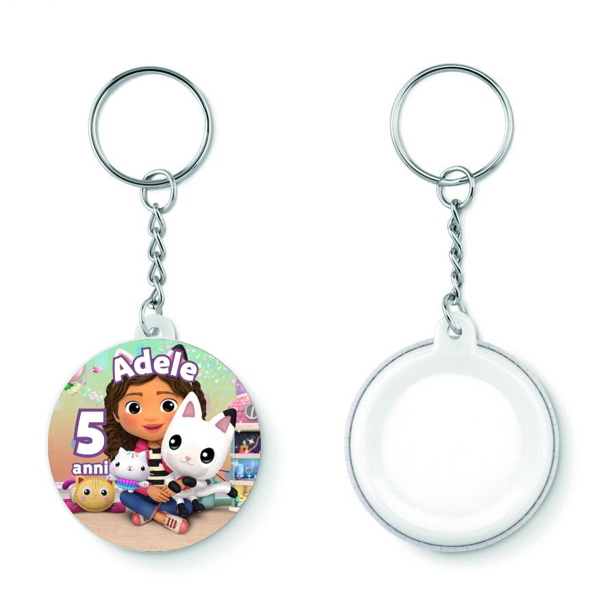 10 Portachiavi zaino scuola Gabby Dollhouse personalizza regalini festa