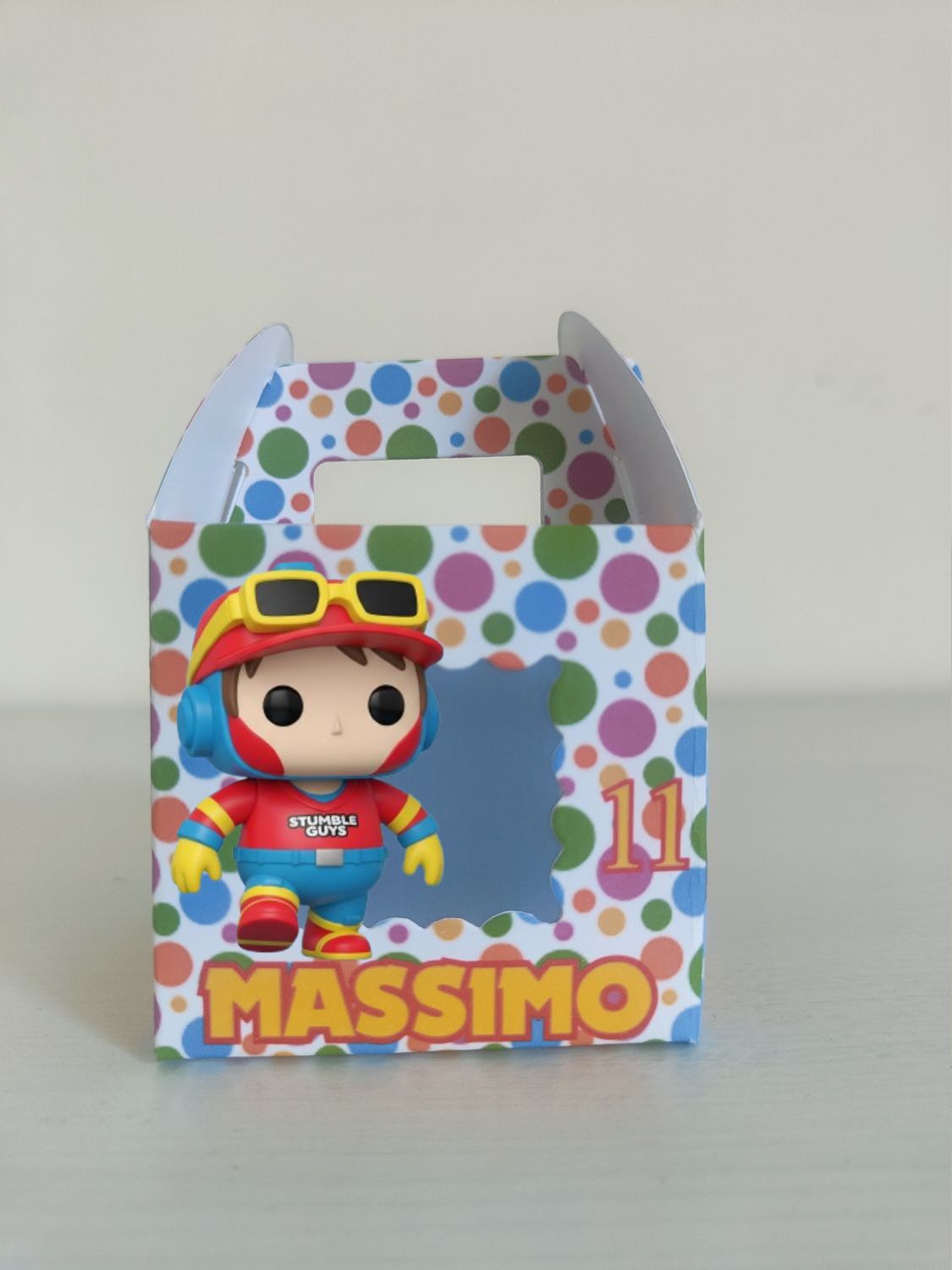 1 Scatolina Stumble Guys Quadrata personalizza porta regali fine festa