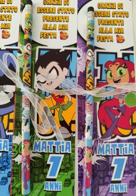 10 Matite segnaposto Teen Titans Go personalizza regali fine festa