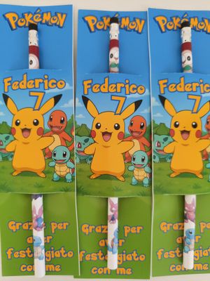 10 Matite segnaposto Pokemon personalizza regali fine festa