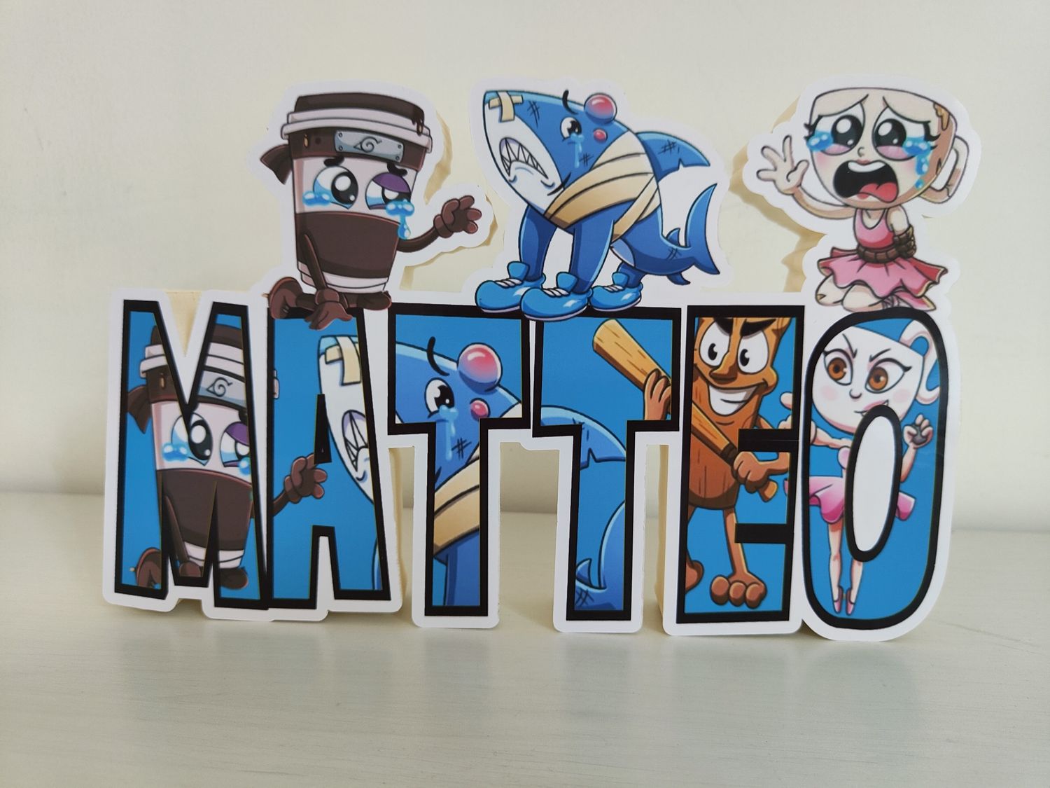 Sagoma scritta nome polistirolo a tema Brainrot personalizzata