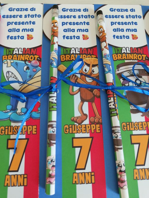 10 Matite segnaposto Brainrot personalizza regali fine festa