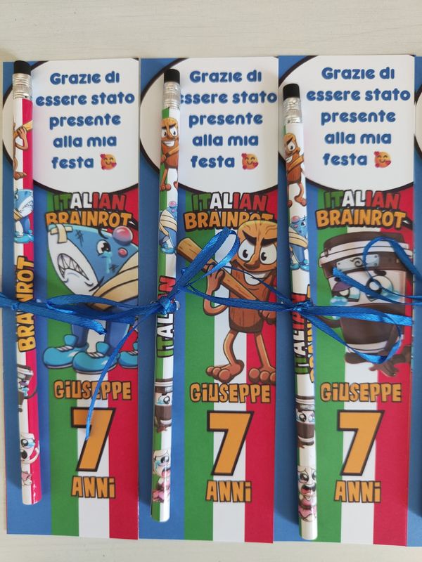 10 Matite segnaposto Brainrot personalizza regali fine festa